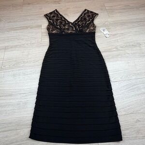 Vintage Y2K Andre Oliver Black Lace Tiered Cocktail Dress Sz 6 Whimsygoth New